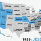 Illustration for article titled Map: Six Decades of the Most Popular Names for Girls, State-by-State